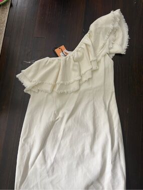 Target Cream One-Shoulder Ruffle Dress
